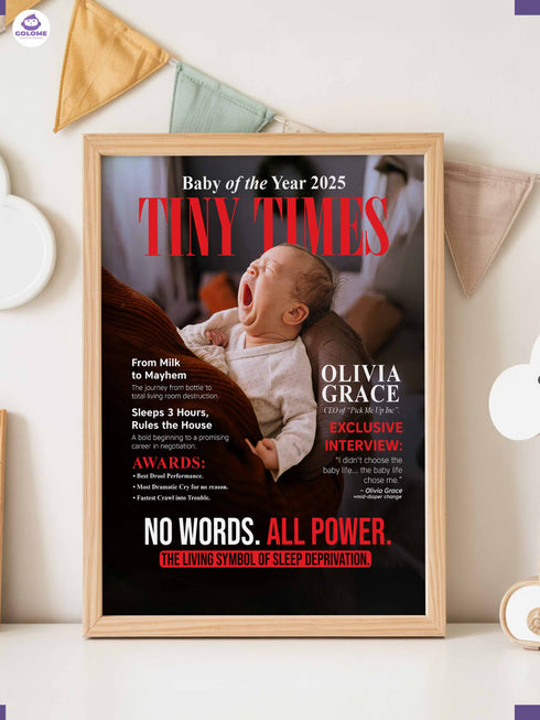 Tiny Times Baby Poster or Canvas – Custom Photo & Text – Funny Baby Magazine Cover